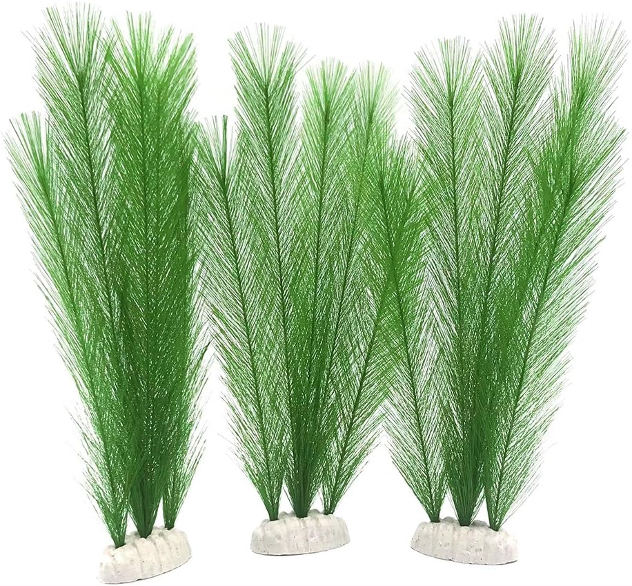 BEGONDIS Aquarium Decorations 3Pcs Fish Tank Artificial Green Water Plants Made of Silk Fabrics