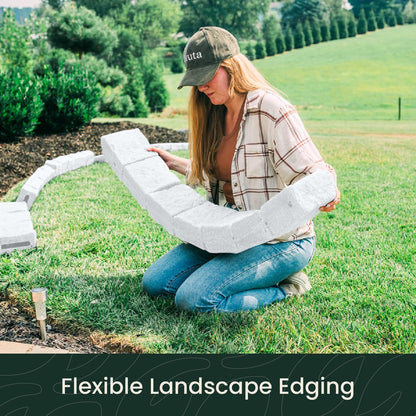 Beuta Landscape Edging | Garden Edging Border | Faux Stone Blocks for Lawn Edging, Flower Beds &