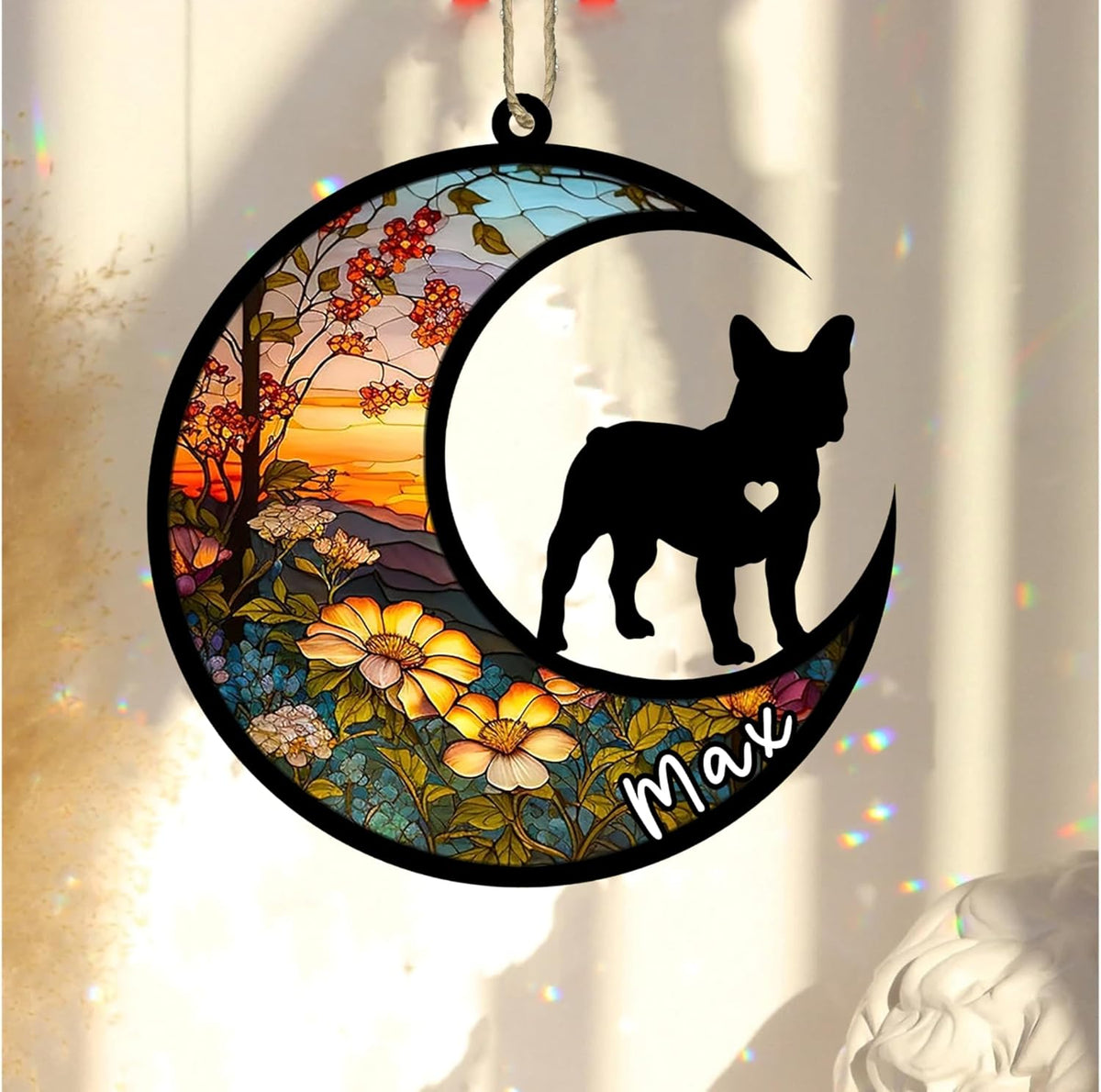 Personalized Dog Memorial, Custom Name French Bulldog-Frenchie Dog Christmas Ornament with Name