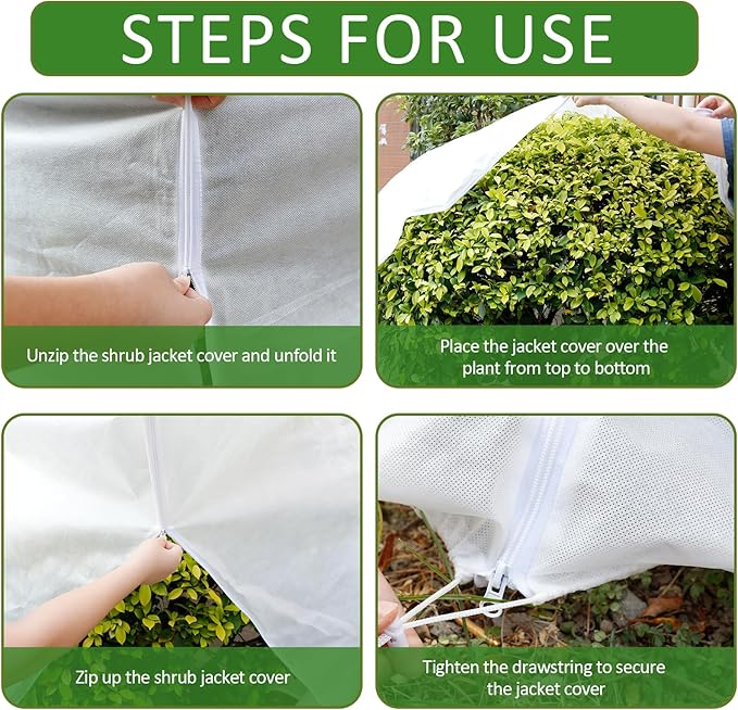 Remiawy Plant Covers Freeze Protection, 2.0 oz/yd² Shrub Jacket Plant Covers for Winter, 2 Pack 50