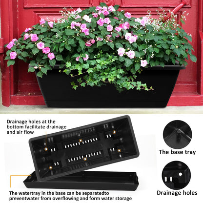 8pcs Window Box Planter,17 Inches Flower Window Boxes,Rectangle Planters Box with Drainage Holes