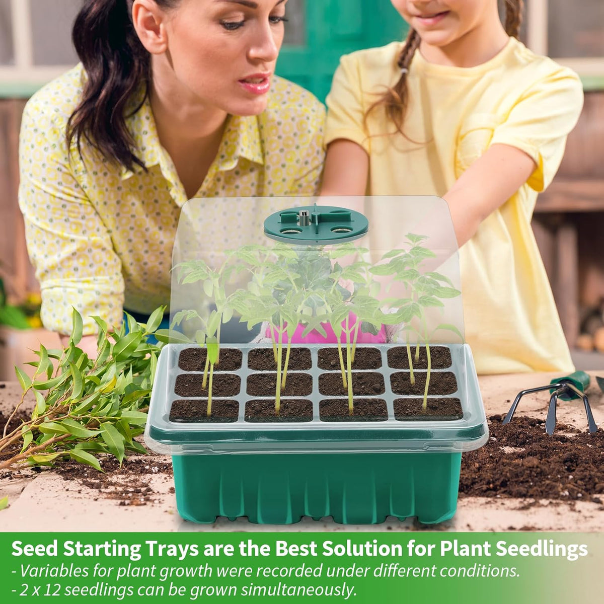 Seed Starter Tray with Plant Light, 4 Pack Grow Lights for Seed Starting Kit with Humidity Domes