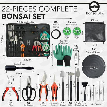 Bonsai Toolkit - Mini Garden Tools, Bonsai Wire Kit, Repotting Mat for Indoor Plants, Bonsai Tools