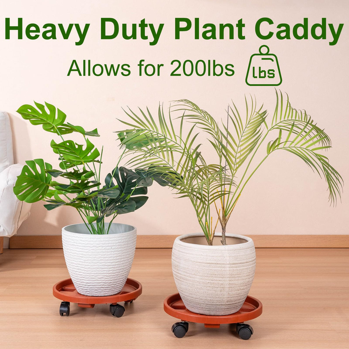 Doseno Plant Caddy with Wheels, Plant Dolly with Wheels, 2 Pack, 13 in
