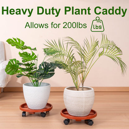 Doseno Plant Caddy with Wheels, Plant Dolly with Wheels, 2 Pack, 13 in