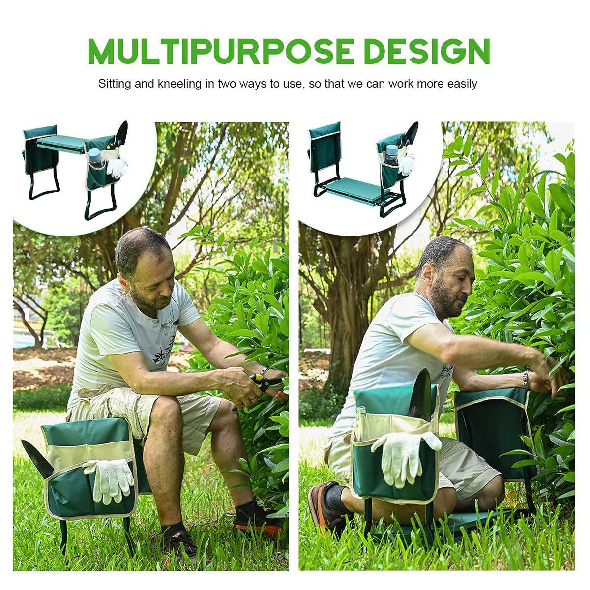 KVR Upgraded Garden Kneeler and Seat with Thicken & Widen Soft Kneeling Pad,Heavy Duty Foldable