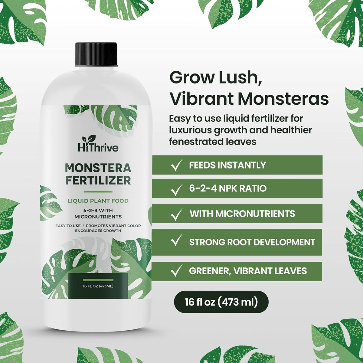 16oz Monstera Plant Food - Makes 96 Gallons of Monstera Fertilizer, Liquid Indoor Plant Fertilizer