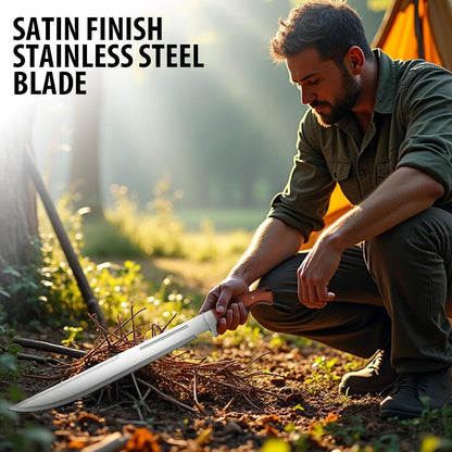 Timber Rattler Jungle Beast Machete | 18 3/4" Stainless Steel Blade | Secure Wooden Handle |