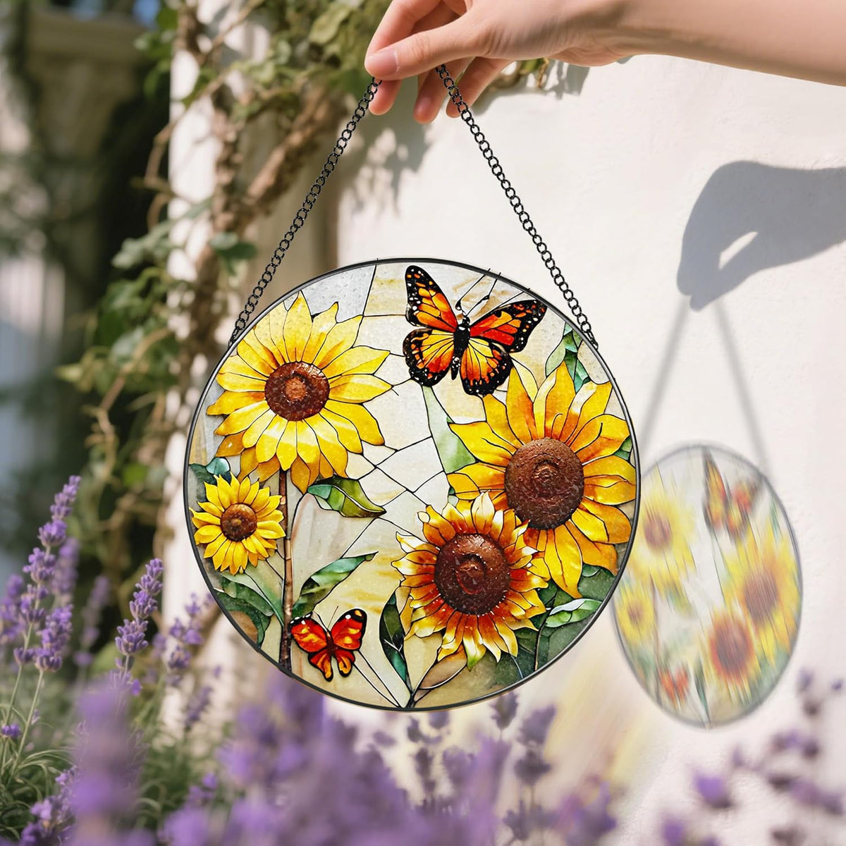 Butterfly Stained Glass Window Hanging, 8 Inch Sun Catchers Indoor Window, Suncatchers for Windows