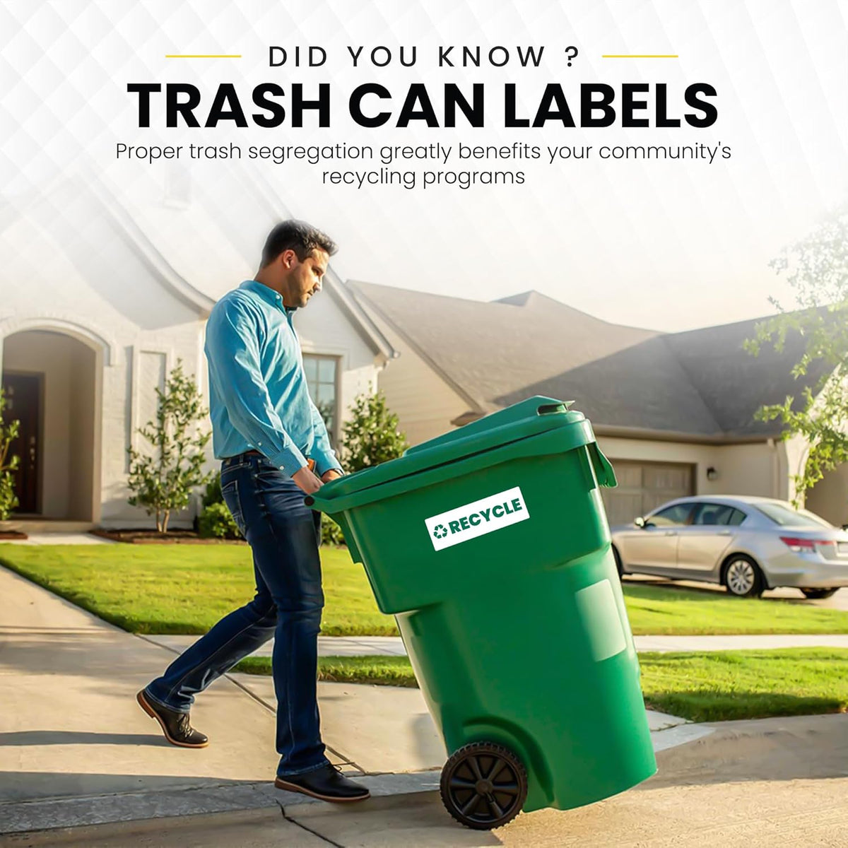 Recycle Sticker for Trash Bins – Heavy Duty, Recycle Only Sticker - 3-5 Year Indoor/Outdoor Rated