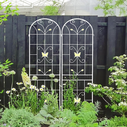 4 Pack Metal Garden Trellis 86.7" White Fence Rustproof Garden Trellis for Climbing Plants Support