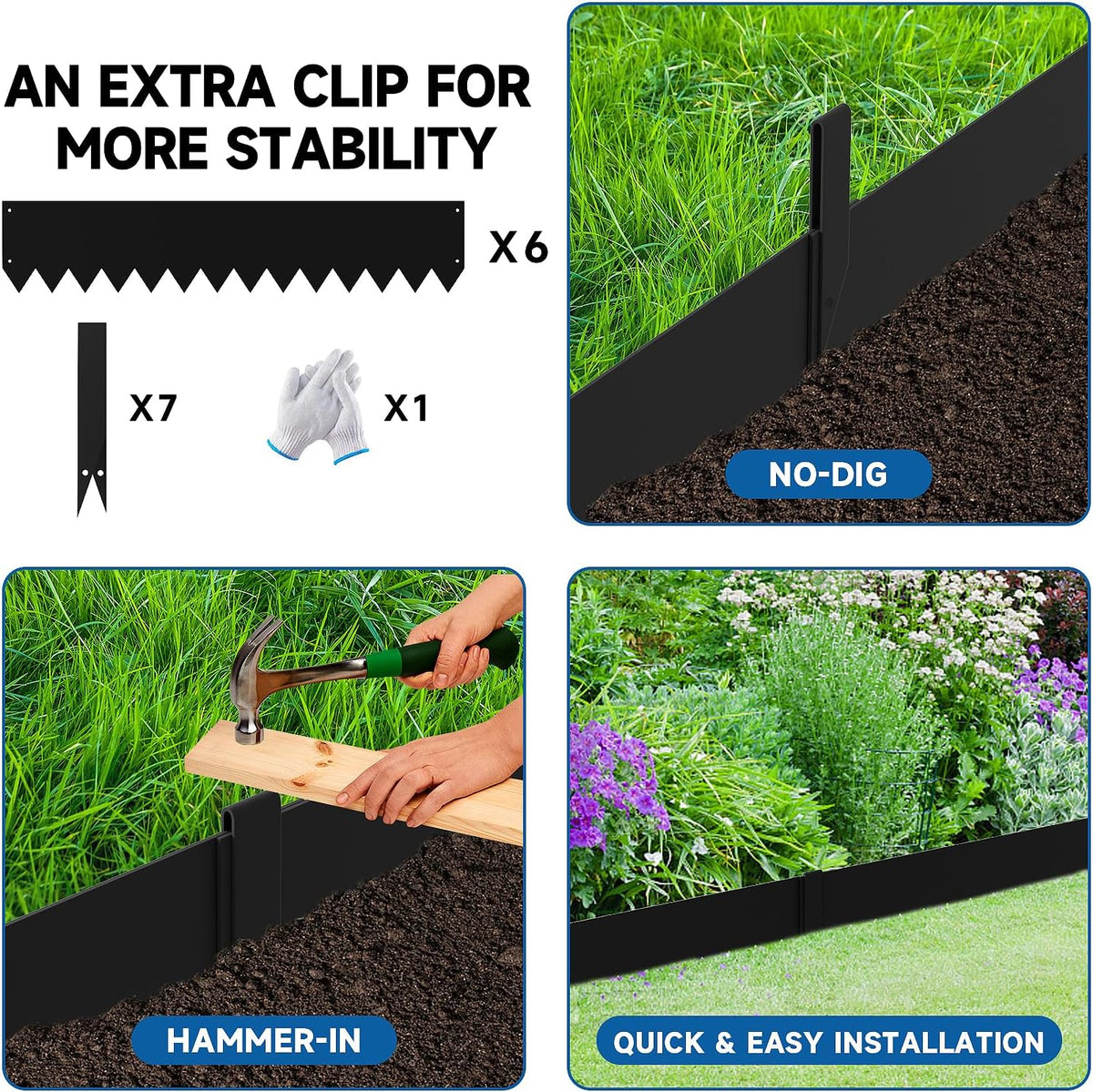 19.7Ft.Galvanized Steel Landscape Edging(6-Pack)-8"x39.4" Metal Garden Edging,7