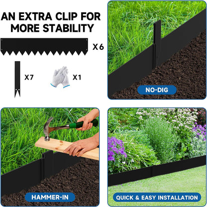 19.7Ft.Galvanized Steel Landscape Edging(6-Pack)-8"x39.4" Metal Garden Edging,7