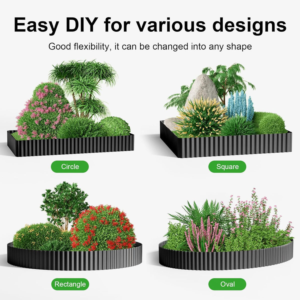 Land Guard Corrugated Garden Edging Border, 6" x 25' Landscape Paver Edging, Tall Landscape Edging
