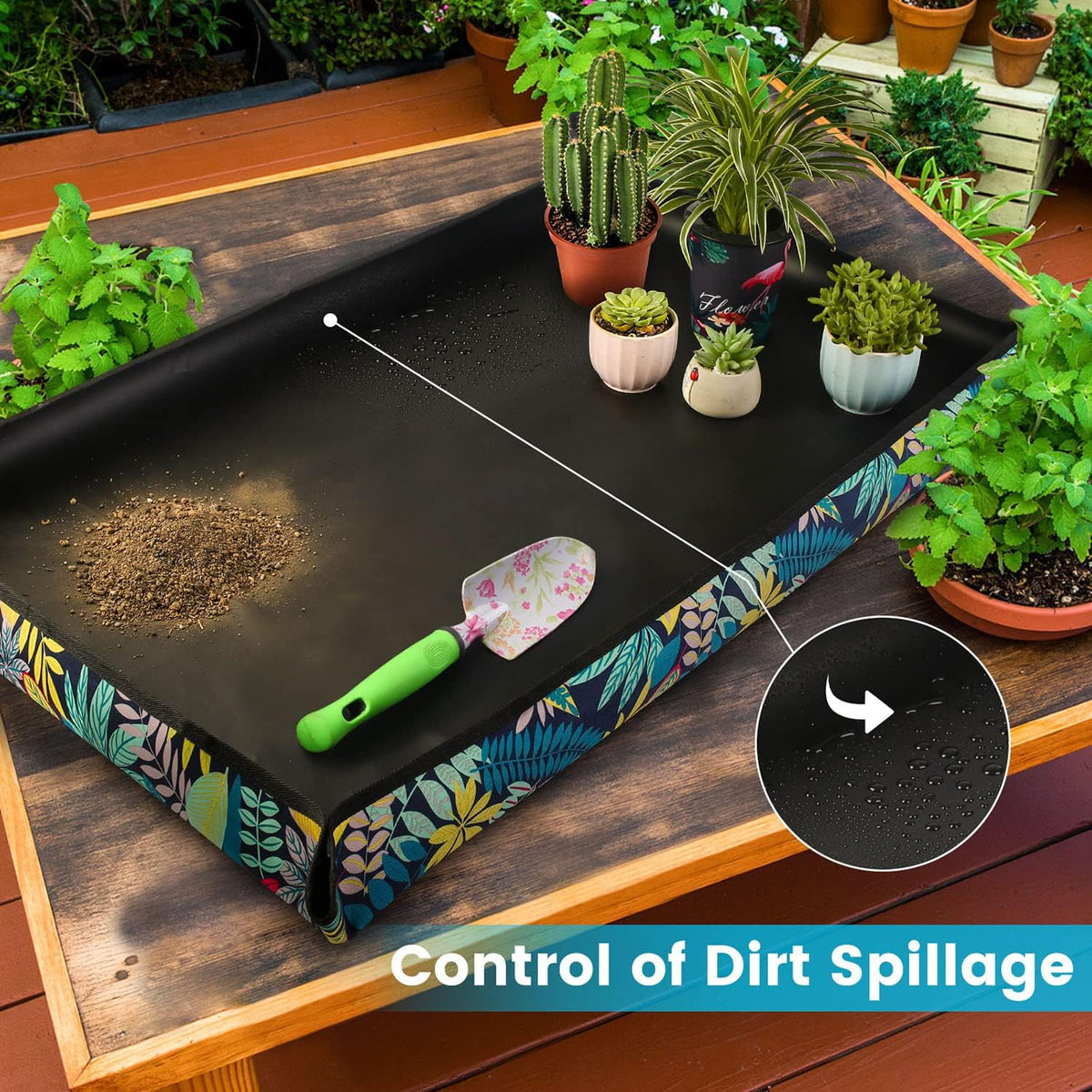 Extra Large Repotting Mat for Indoor Plant Transplanting and Mess Control 43.5"x 29.5" Thick