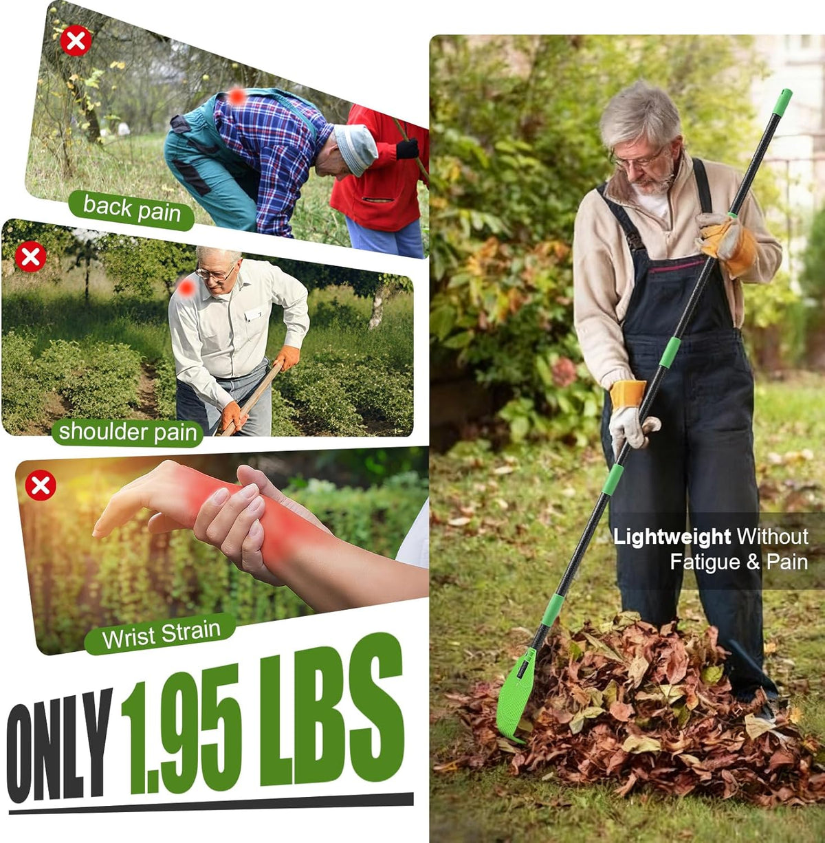 Plastic Rake for Leaves - Lightweight Outdoor Garden Rakes for Leaves,Grass,Pine Needle,Gentle