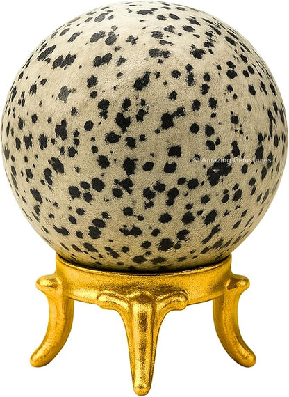 Amazing Gemstone Dalmatian Jasper Crystal Ball with Stand - 2 Inches Crystal Sphere Meditation
