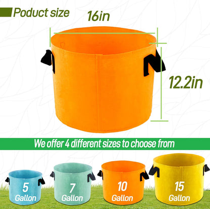 10-Gallon Fabric Grow Bags (7 Pack of Mix Colors) with Handles for Potato Tomato Flower and