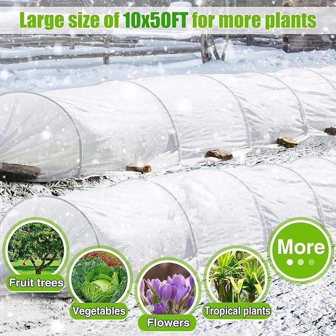 Alphatool Plant Covers Freeze Protection - 10 ft x 50 ft Frost Cloths Blankets for Outdoor Plants