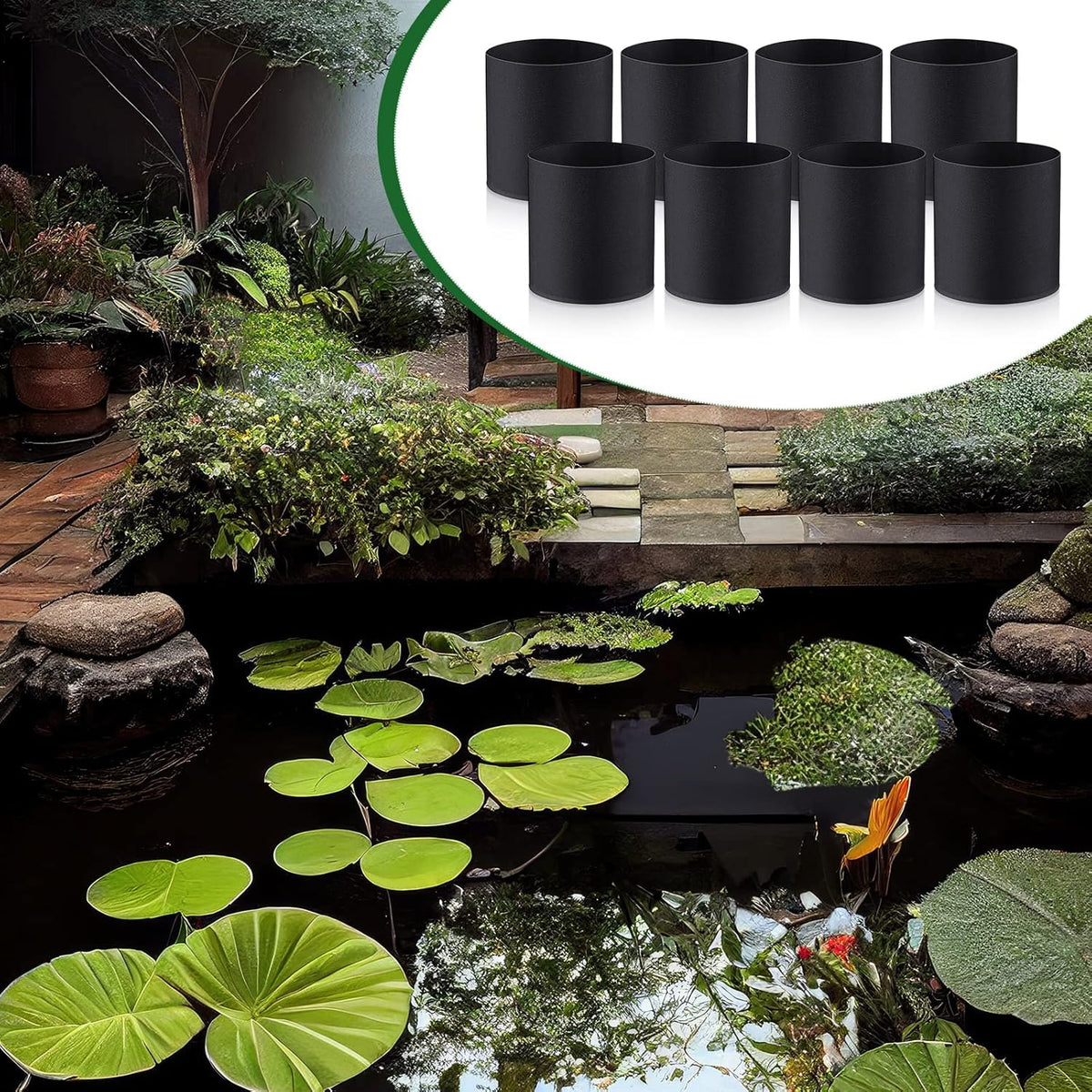 Norme 8 Pcs Aquatic Plant Pots for Pond, Pond Plant Baskets Heavy Duty Fabric Pots for Garden