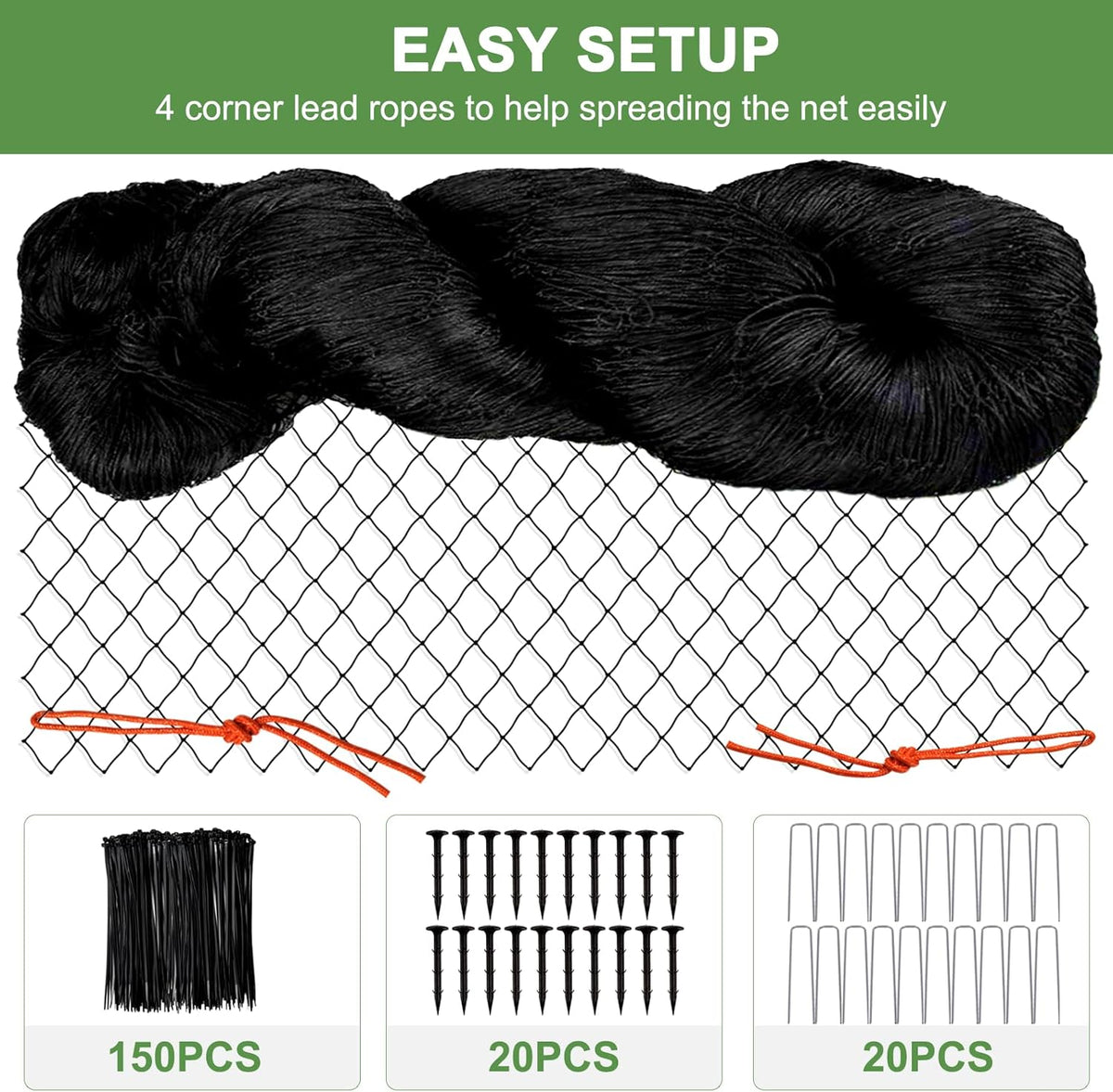 Heavy Duty Garden Netting - 100'x100' Poultry Netting for Chicken Coop, 3/4 Inch Mesh, Protects