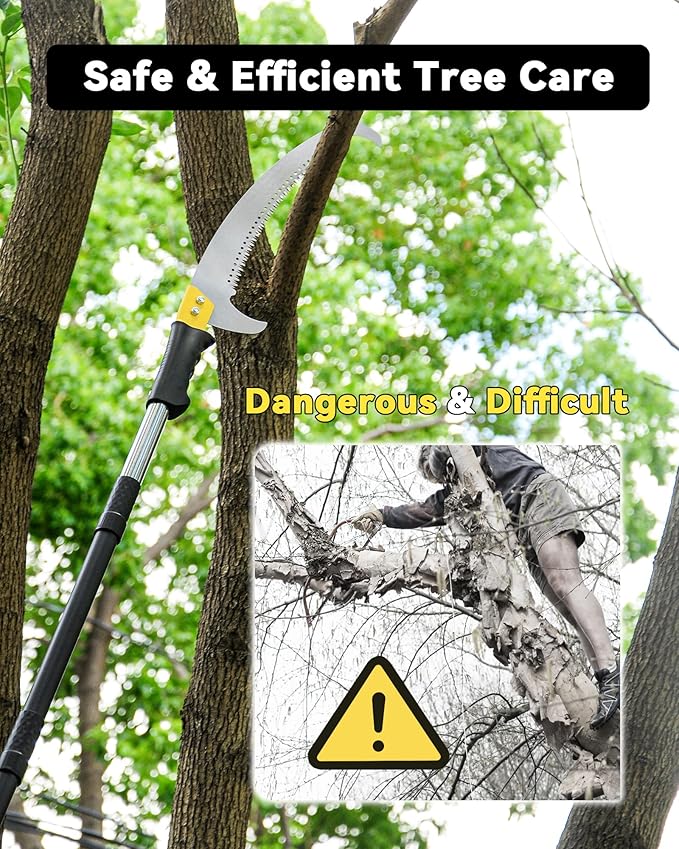 14.5FT Pole Saw with Adjustable Length for Tree Trimming, Lightweight Manual Pruning Saw with Mn