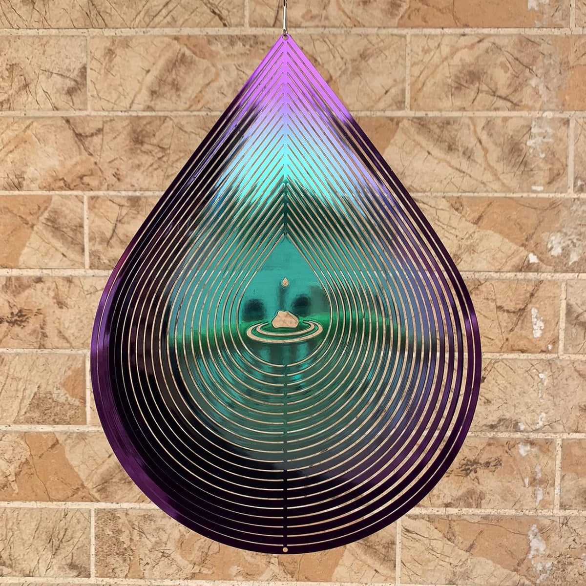Wind Spinner Garden Indoor Outdoor Decor 3D Stainless Steel Metal Hanging Decorations, 3D Water