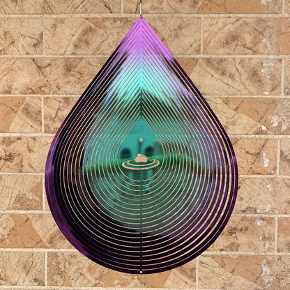 Wind Spinner Garden Indoor Outdoor Decor 3D Stainless Steel Metal Hanging Decorations, 3D Water