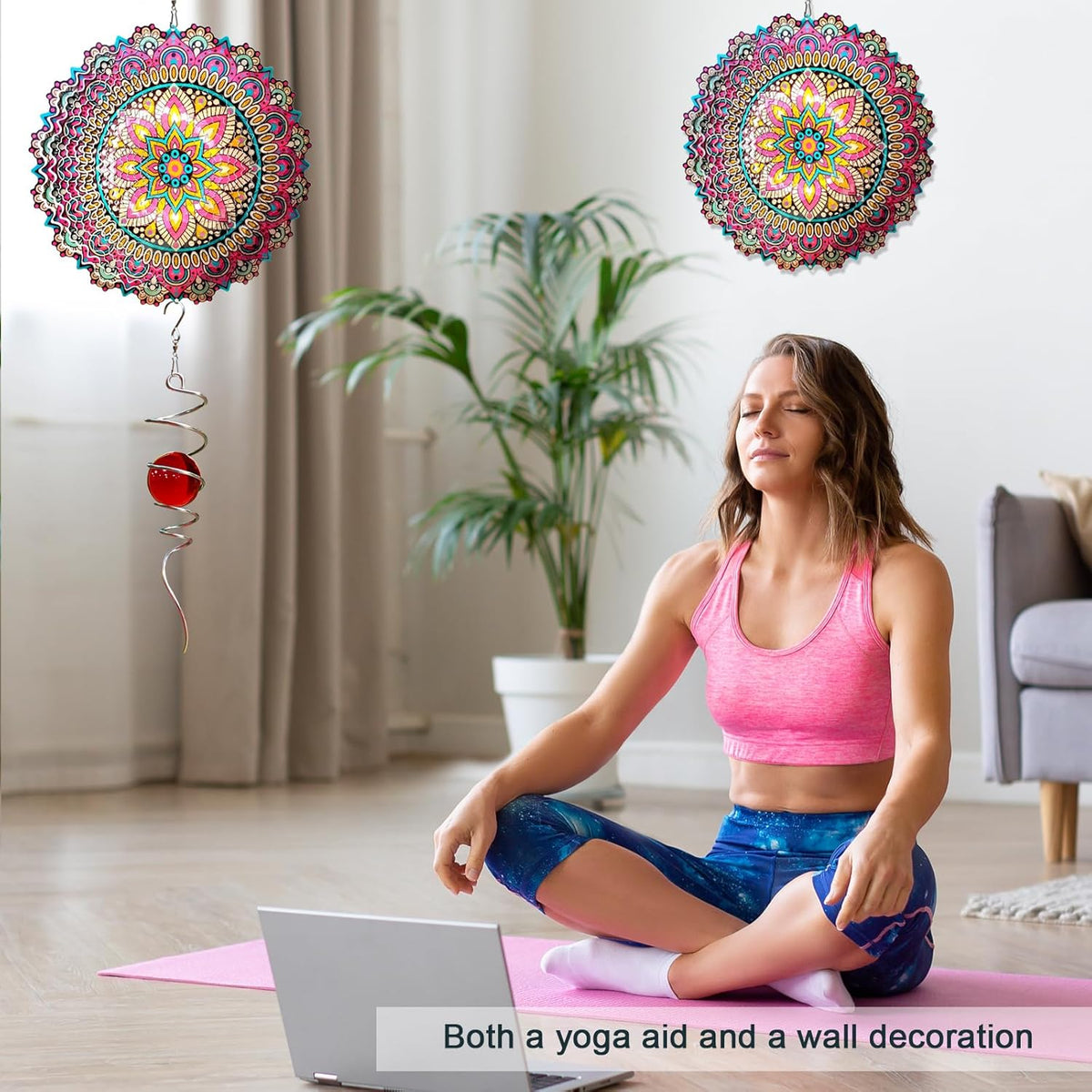Mandala Blossom Wind Spinner - Metal Wind Spinners | 12inch 3D Kinetic Laser Cut Hanging Wind