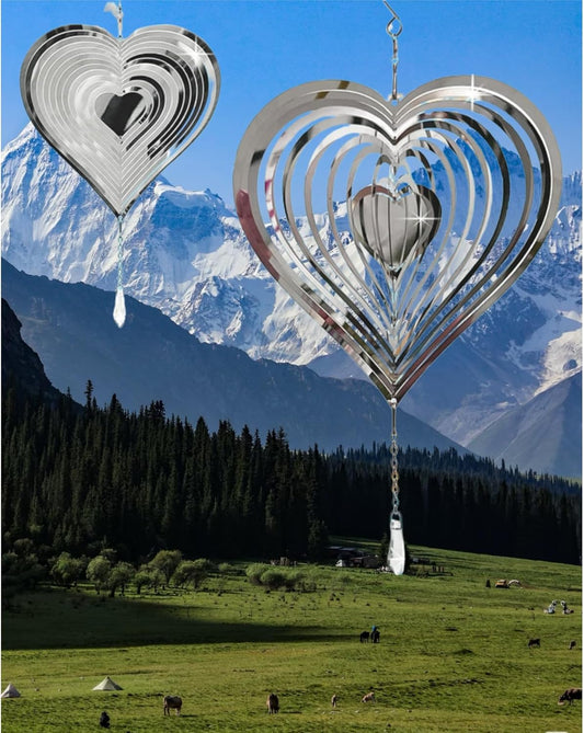 3D Wind Sculptures & Spinners Flowing-Light Effect Wind Spinners Outdoor Garden Decor Metal Square