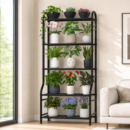 Yutrchey 5-Tier Metal Plant Stand - Heavy Duty Indoor Outdoor Flower Shelf for Multiple Pots, 65"
