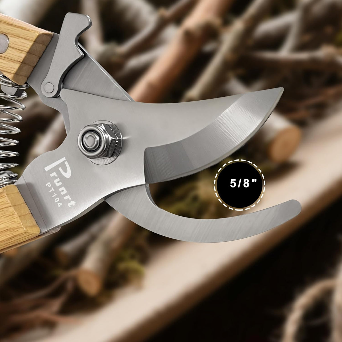 Pruning Shears, 7.5 Inch Garden Shears with 5/8 Inch Cut Capacity, Wood Clip Steel Handle