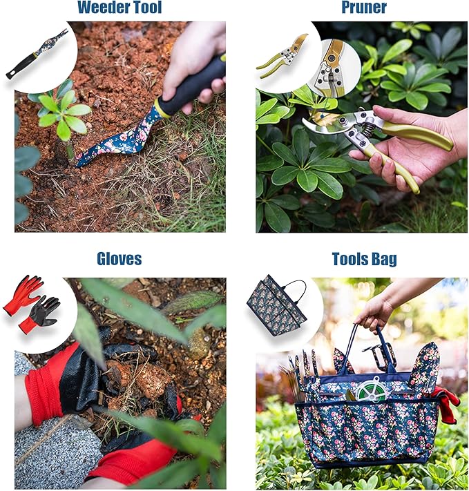 Garden Tool Set, 25Pcs Heavy Duty Floral Garden Tools, Aluminum Rust-Proof Gardening Kit with