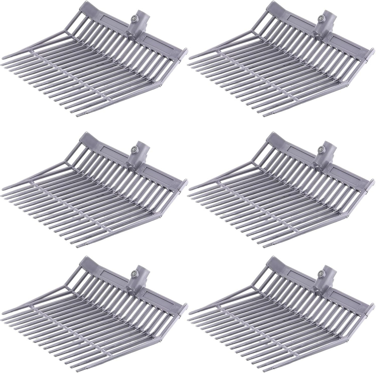Lasnten 6 Pcs Manure Fork Head Bulk 18 Tines Pitch Fork Replacement Head with Screws and Nuts