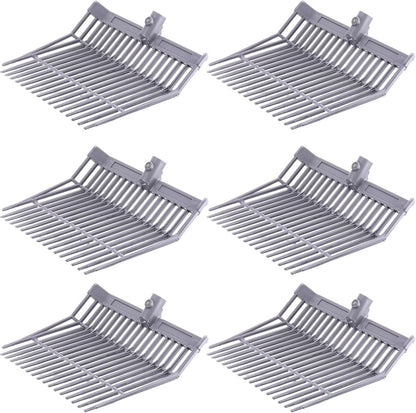 Lasnten 6 Pcs Manure Fork Head Bulk 18 Tines Pitch Fork Replacement Head with Screws and Nuts