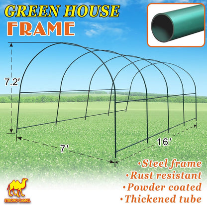 Strong Camel Greenhouse Replacement Frame for 16' X 7' X 7' Larger Hot Garden House , Support Arch