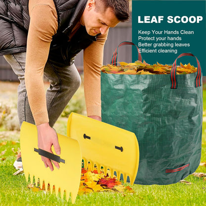 Leaf Collector Garden Rake Set - Adjustable 18 Tines Leaf Rakes & Leaf Picker Upper & 72 Gallon