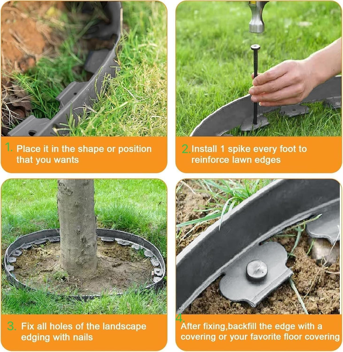 Garden Edging,33ft Landscape Edging Borders Garden Border Edging【4 INCH Hight】 Flexible Lawn Edging