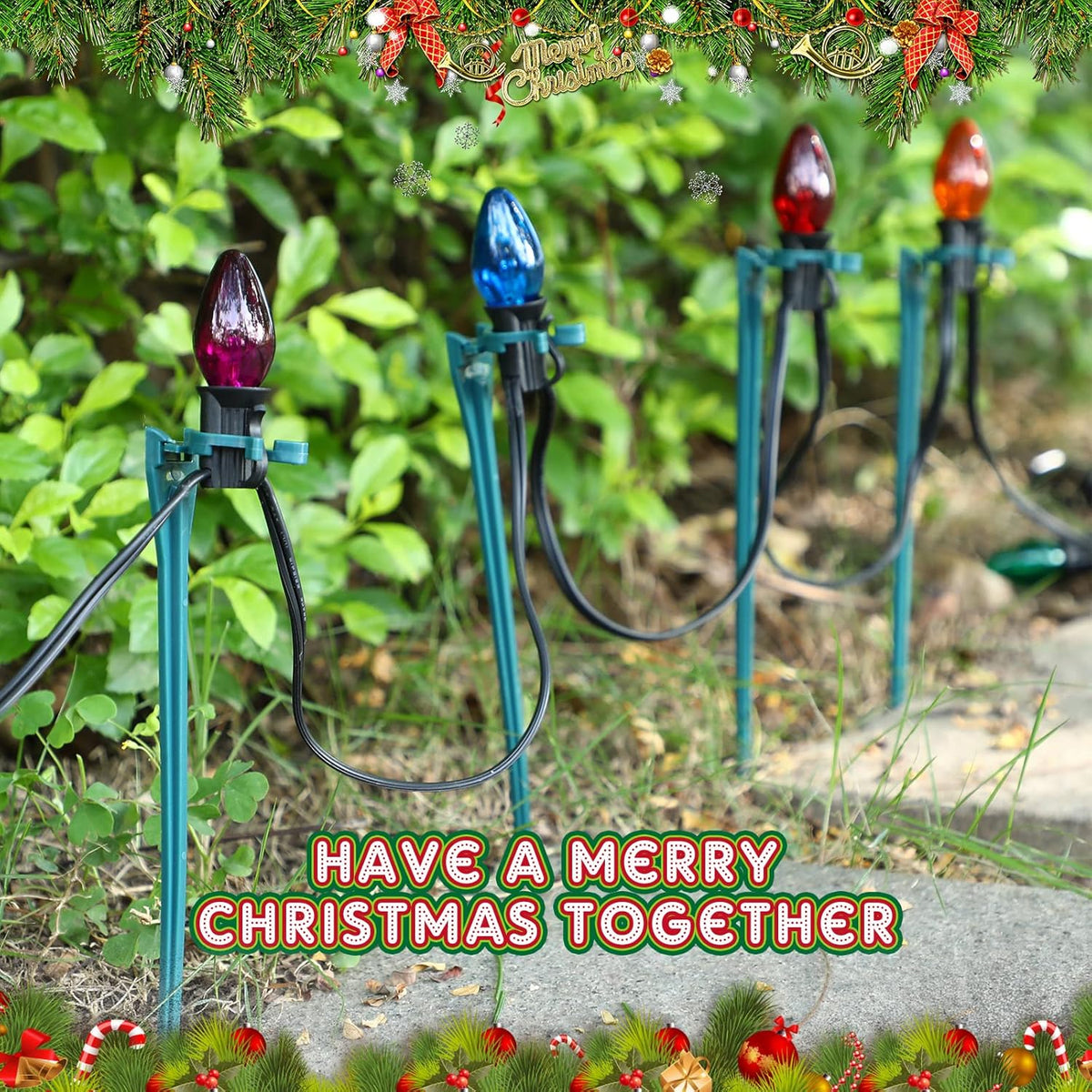 Jetec 400 Pieces Christmas Light Stakes Universal Yard Lawn Holiday 7.5 Inches Light Ground Stakes