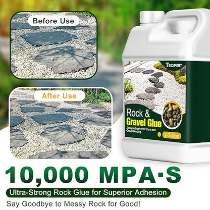 Teexpert 2 Gallon Rock Glue for Landscaping – Strong Pea Gravel Binder & Stone Adhesive for