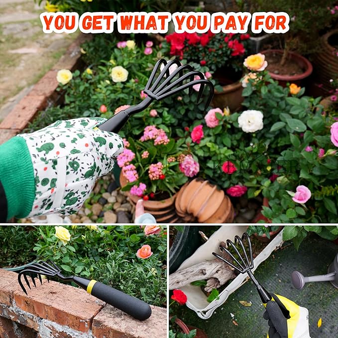 Stainless Steel Hand Cultivator - Garden Rake: Great for Heavy - Duty Soil Loosening, Planting and