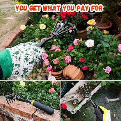 Stainless Steel Hand Cultivator - Garden Rake: Great for Heavy - Duty Soil Loosening, Planting and