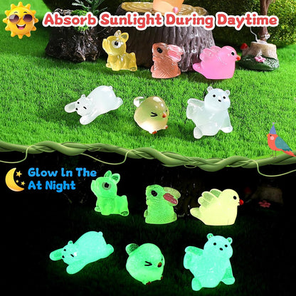 Luminous Mini Resin Animals 100 Pcs Glow in The Dark Resin Animals 100 Styles Miniature Fairy