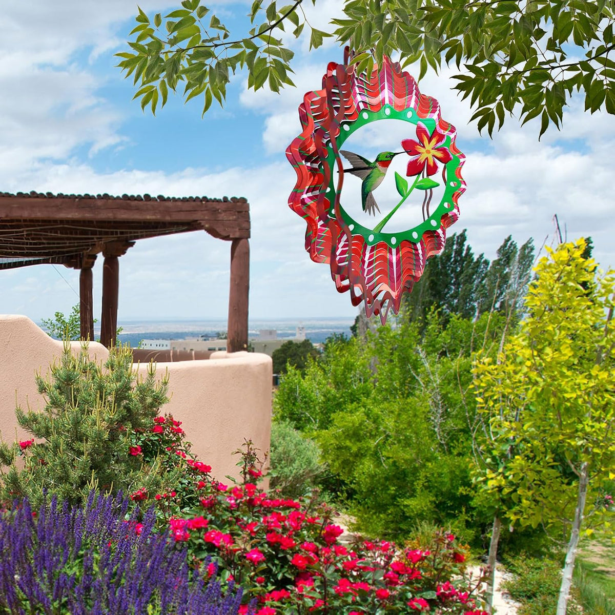 Goolyrusim Ruby-Throated Bird Wind Spinner, Hummingbird Wind Spinner for Yard and Garden, Hanging