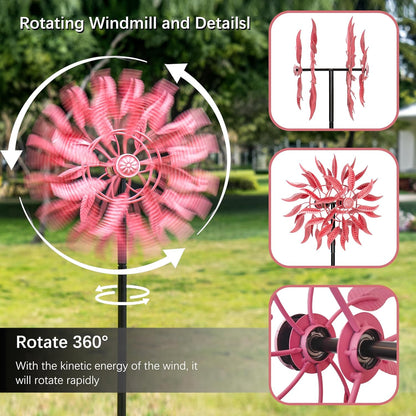 SenflameLarge Outdoor Metal Wind Spinner,Two-Way Wind Sculptures,360 Degrees Kinetic Wind Spinners