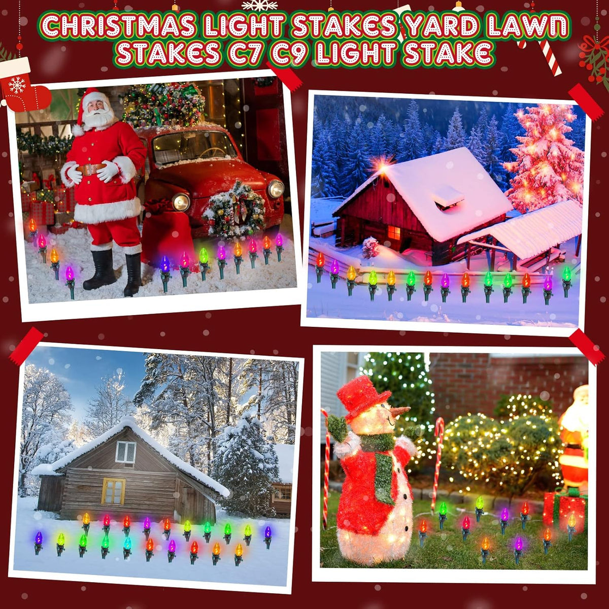 Jetec 400 Pieces Christmas Light Stakes Universal Yard Lawn Holiday 7.5 Inches Light Ground Stakes