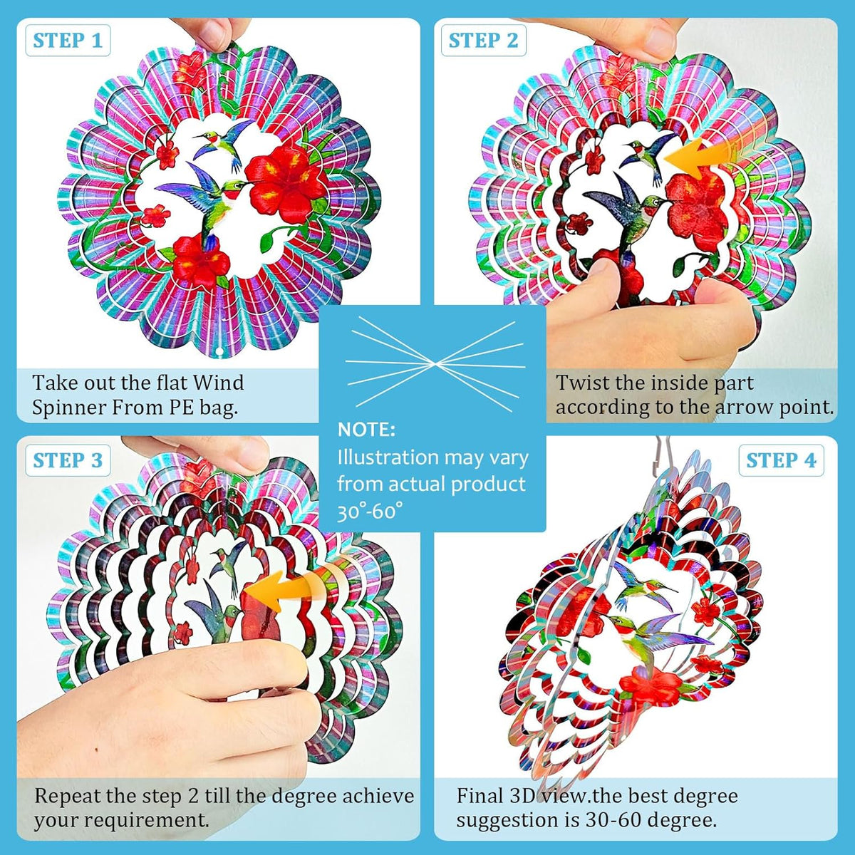 Hummingbird Wind Spinners Outdoor,6in Mandala Wind Spinner Hummingbird Gift for Women Men,Wind