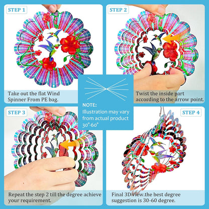 Hummingbird Wind Spinners Outdoor,6in Mandala Wind Spinner Hummingbird Gift for Women Men,Wind