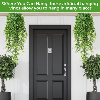 Hoteam 12 Pcs Artificial Hanging Plants 32 Inch Fake Ivy Vines with Fake Leaves Patio Artificial