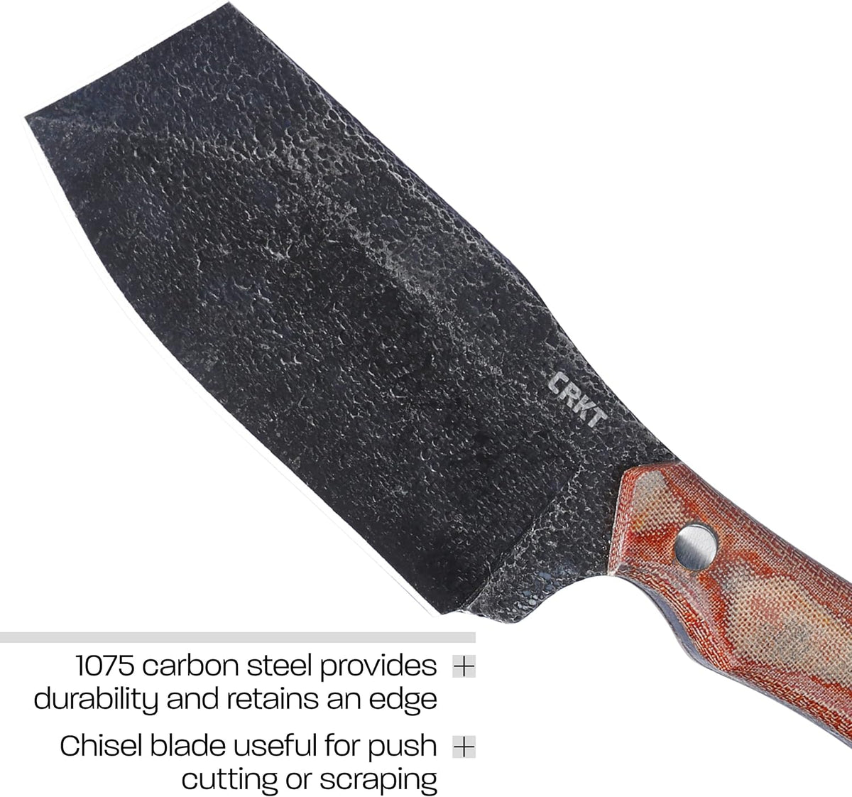 CRKT Razel Nax Fixed Blade Knife: Outdoor Razel Knife-Axe, 1075 Carbon Steel, Full Tang, Resin